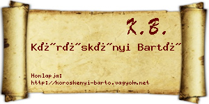 Köröskényi Bartó névjegykártya
